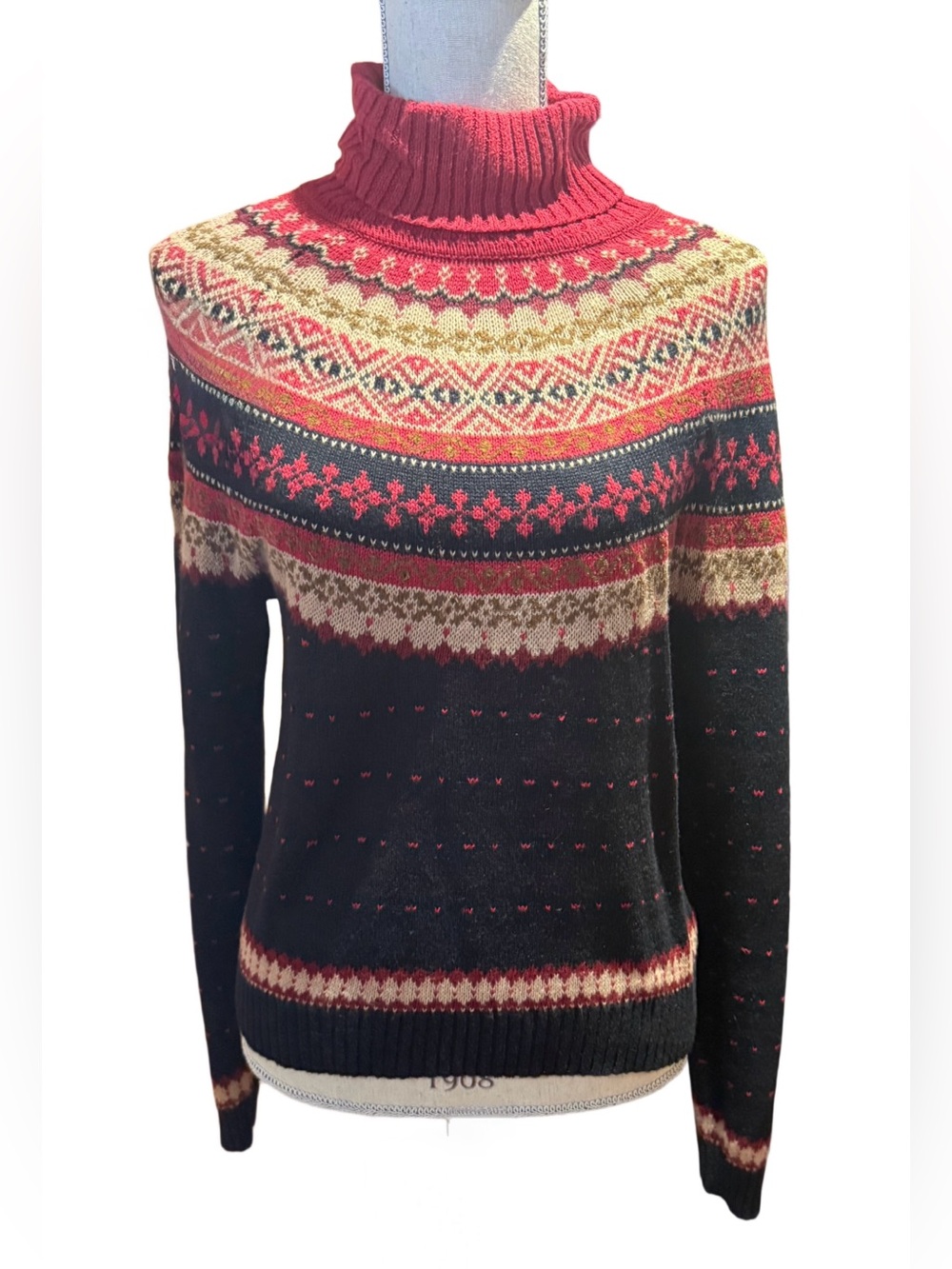 Vintage (1980-1990) Evan Picone Fair Isle Turtleneck- Size Medium